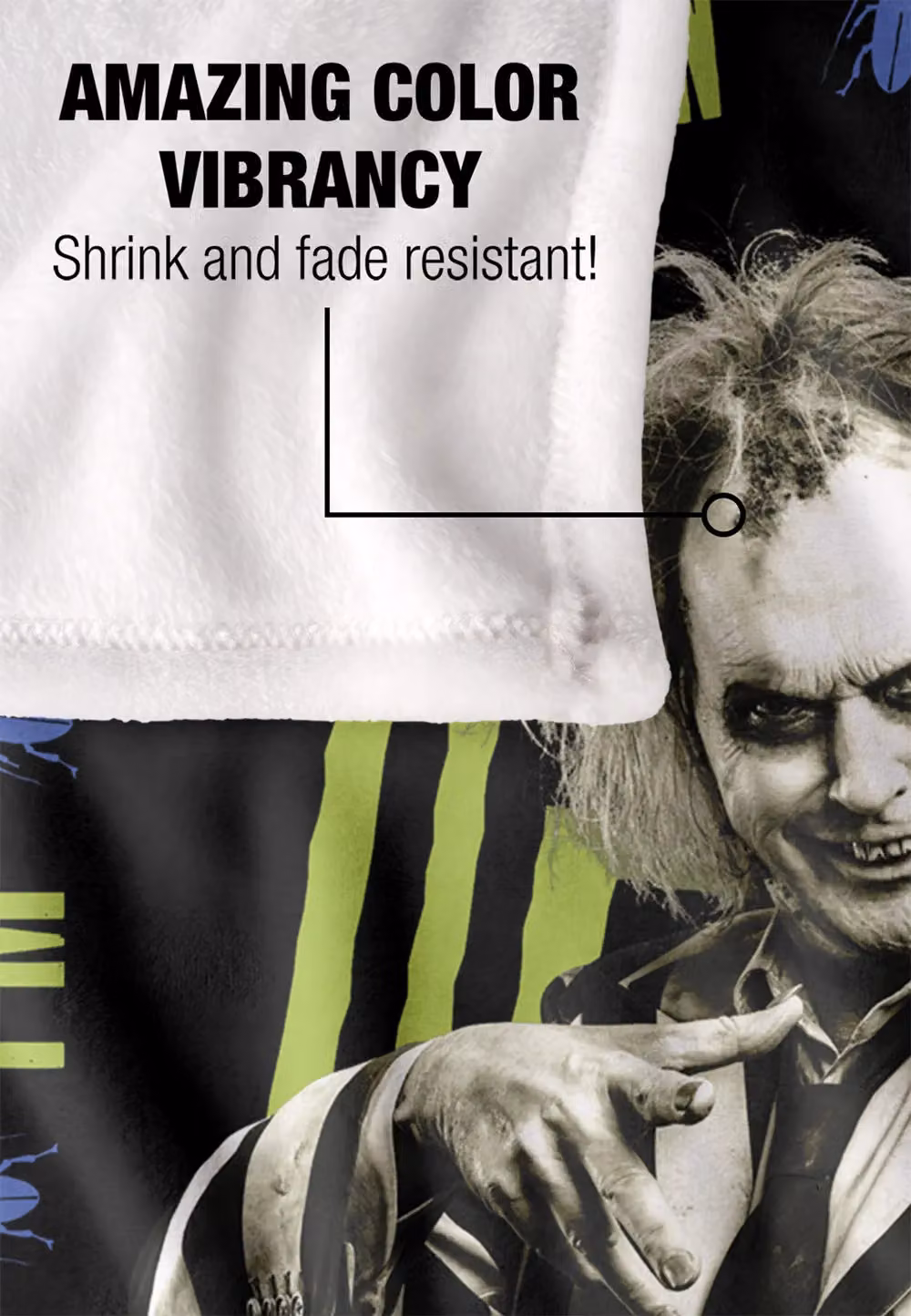 Warner Brothers Beetlejuice Stepdad Super Soft Fleece Throw Blanket, White, W: 152 cm, D: 127 cm – 8