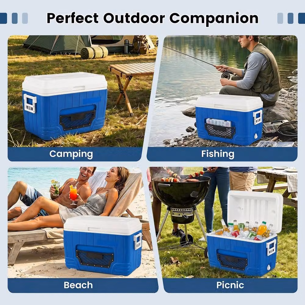 EONLION Blue 45L Insulated Portable Hard Shell Cooler Ice Chest Dry Box – 5
