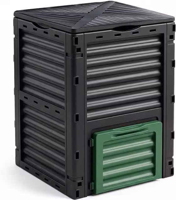 EONLION 300L Garden Composter Bin with Flip Lid in Black