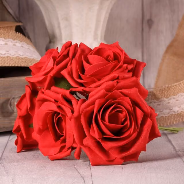 Kingsbury Gifts Bunch of 5 Red Foam Open Tea Roses