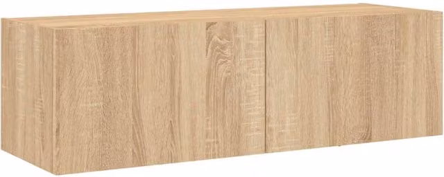 Berkfield Home TV Wall Cabinet with LED Lights in Sonoma Oak Brown, W/D/H: 100 x 35 x 31 cm