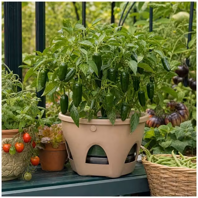 Plants By Post Jalapeno Chilli Pepper Live Plant in a 2L Pot, Dark Green