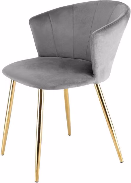 Genesis Ella Velvet Accent Chair with Curved Back in Grey and Gold