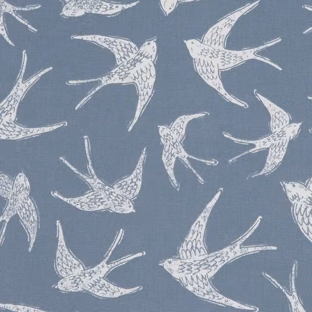 Clarke & Clarke Fly Away Navy Blue Cotton Floral Fabric