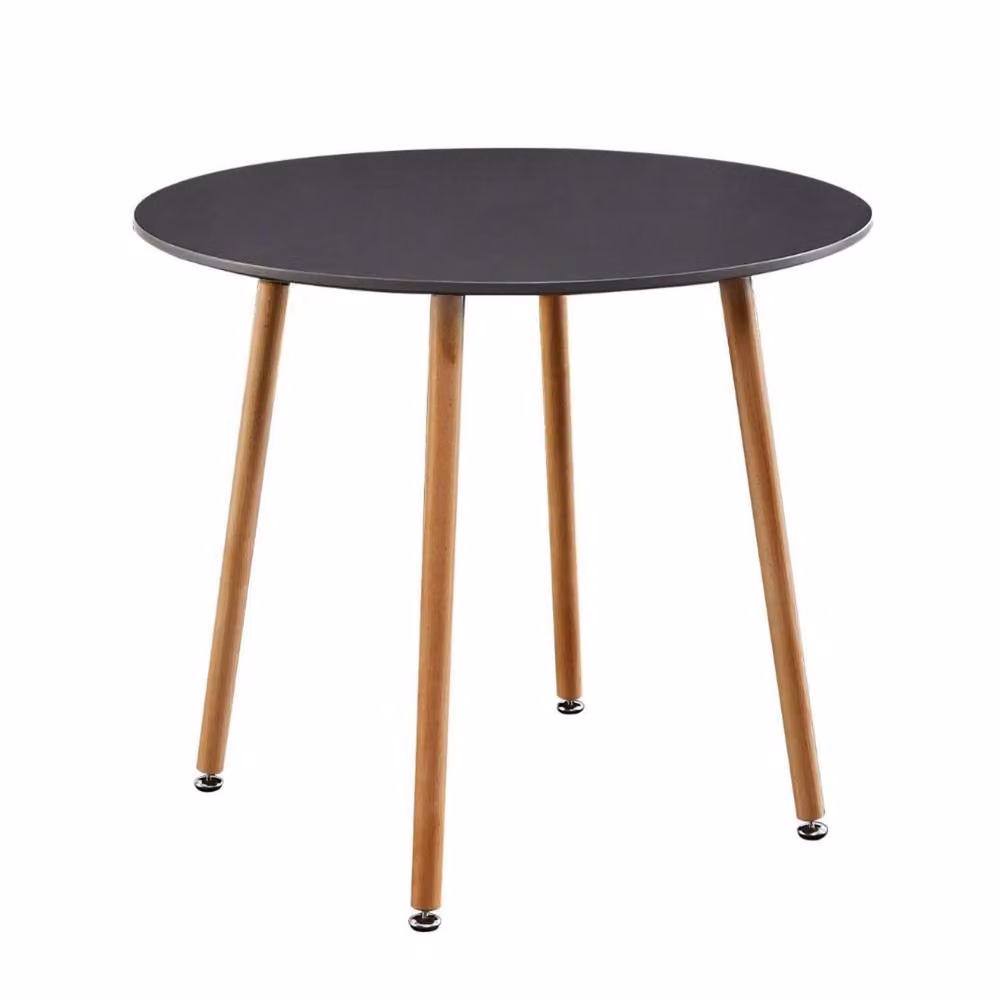 KOSY KOALA Modern Round Grey Wood Effect Dining Table with Metal Legs, Diameter: 90 cm, Height: 75 cm – 2