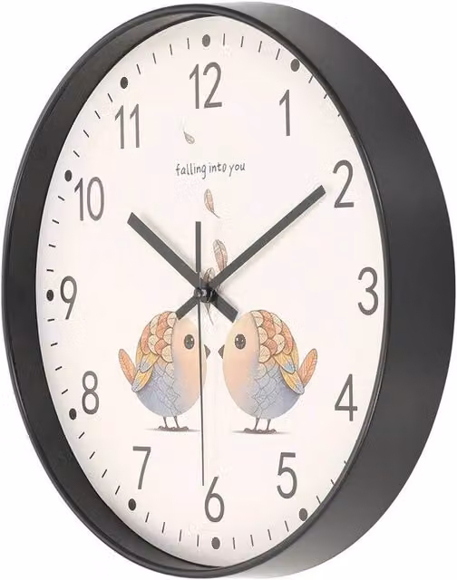 FORGEVIO Black Silent Analogue Wall Clock with Bird Dial Plate, Diameter: 30.48 cm – 1