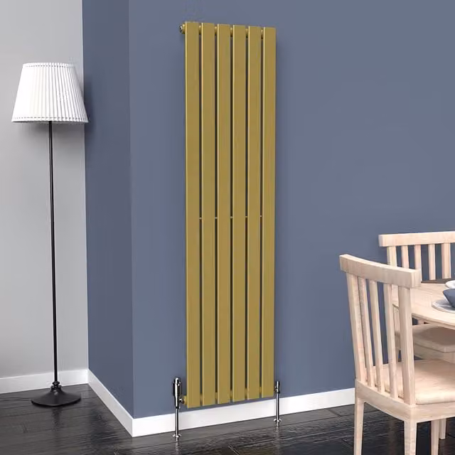 Lux Heat Flat Coloured Vertical Steel Radiator in Gold, H: 160 cm x W: 42 cm