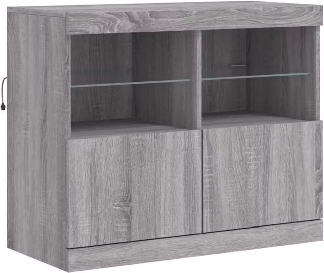 Berkfield Home Modern Grey Sonoma Sideboard with Integrated LED Lights, W/D/H: 81 x 37 x 67 cm