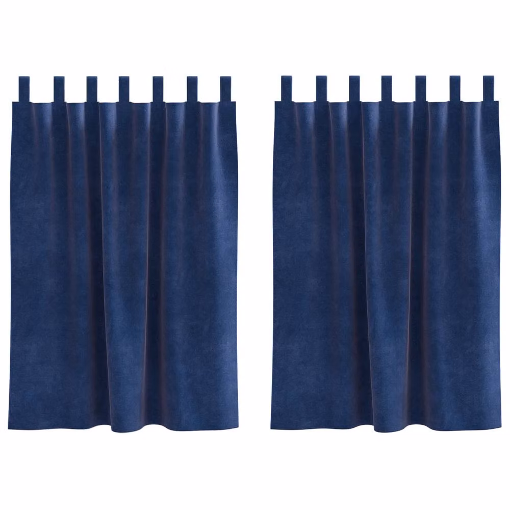 Berkfield Home Navy Blue Velvet Blackout Curtains with Hanging Loops, 2 Pack – 2