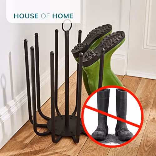 Direct Online Houseware Black Round 5 Pair Boot and Welly Shoe Rack, W/D/H: 43 x 43 x 56 cm – 4