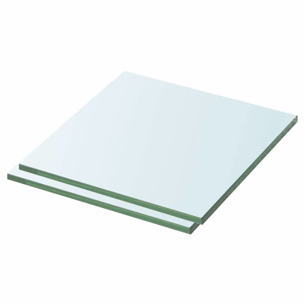 Berkfield Home Wall Mounted Glass Shelves, 2 Pack, Transparent, W/D/H: 30 x 30 x 1.5 cm
