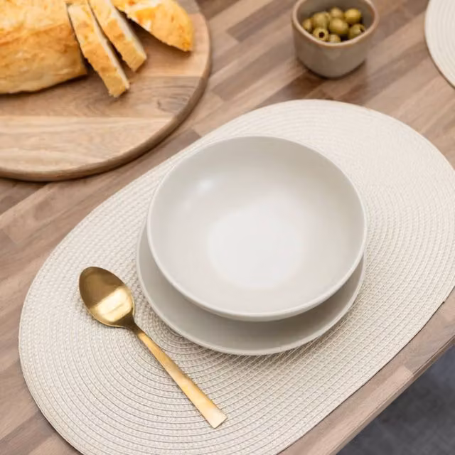 D-C-Fix Wipe Clean Woven Oval Placemats in Beige, 4 Pack