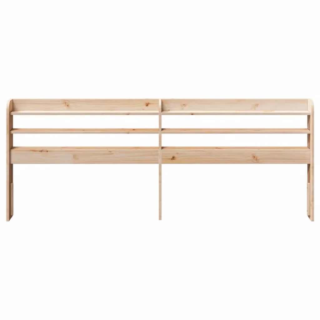 Berkfield Home Rustic Solid Wood Pine Headboard with Integrated Bedside Shelves, Brown, Width: 180 cm – 2