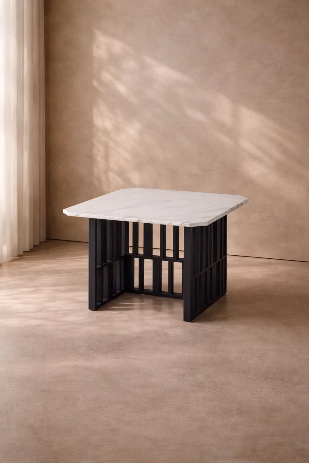 Tommy Franks Lexington Side Table with Marble Top in White or Black, W/D/H: 60 x 42 x 60 cm
