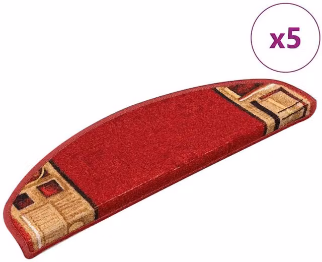 Berkfield Home Self-adhesive Stair Mats, 5 Pack, Red, W/D/H: 65 x 21 x 4 cm