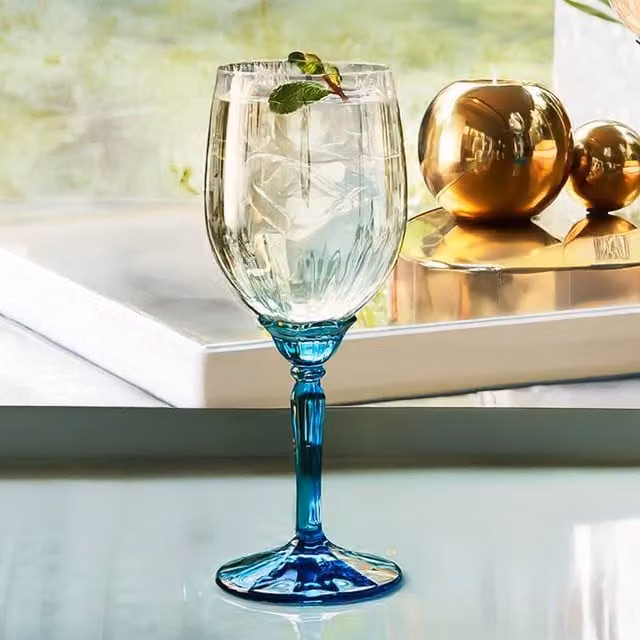 Bormioli Rocco Florian Blue Wine Glasses, 380 ml, Pack of 12