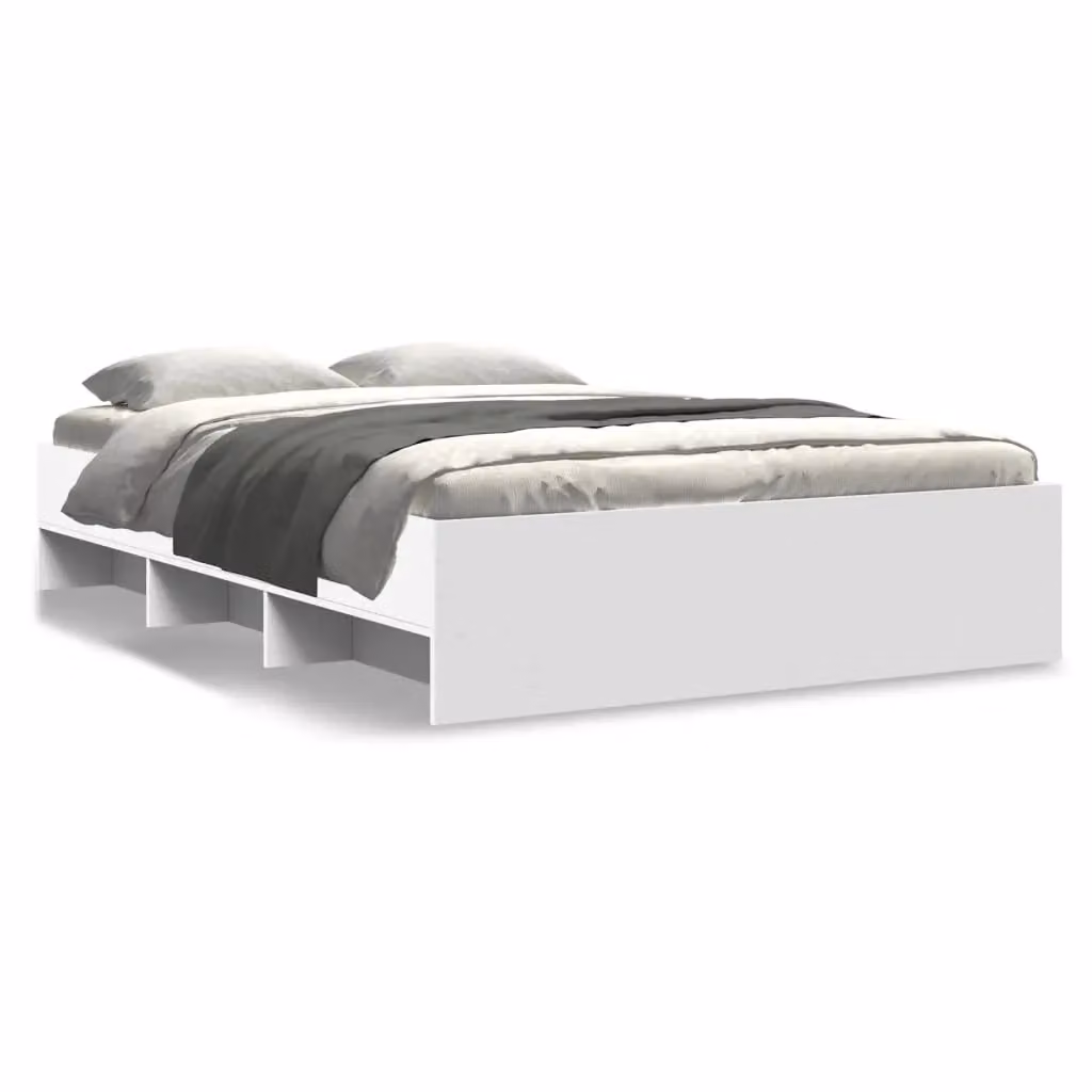 Berkfield Home White Engineered Wood Bed Frame with Side Compartments, W/D/H: 140 x 190 cm – 2