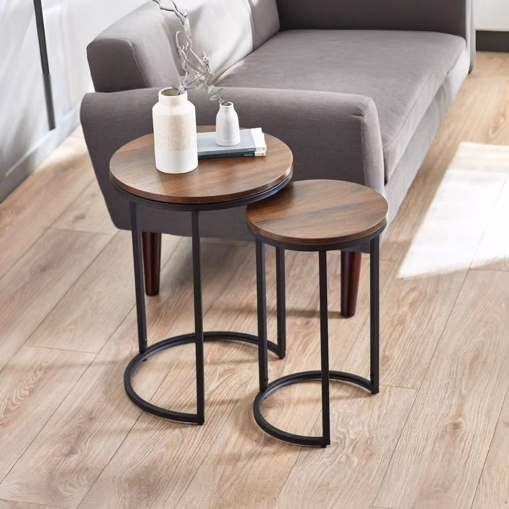 Cheshire Camden Round Nesting Side Tables in Walnut Brown – 2