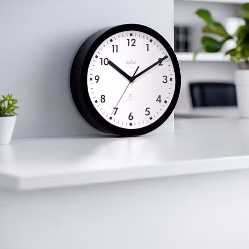 Acctim 74663 Nardo Black Radio Controlled Round Analog Wall Clock, Diameter: 20 cm – 3