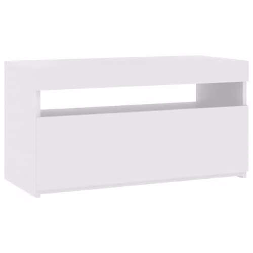 vidaXL Modern High Gloss White TV Cabinet with Integrated LED Lights W: 75 cm, D: 35 cm, H: 40 cm – 1