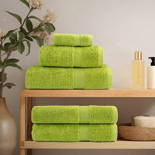 Berkfield Home SOLUND 6 Piece Premium Cotton Terry Towel Set in Apple Green, 600 gsm