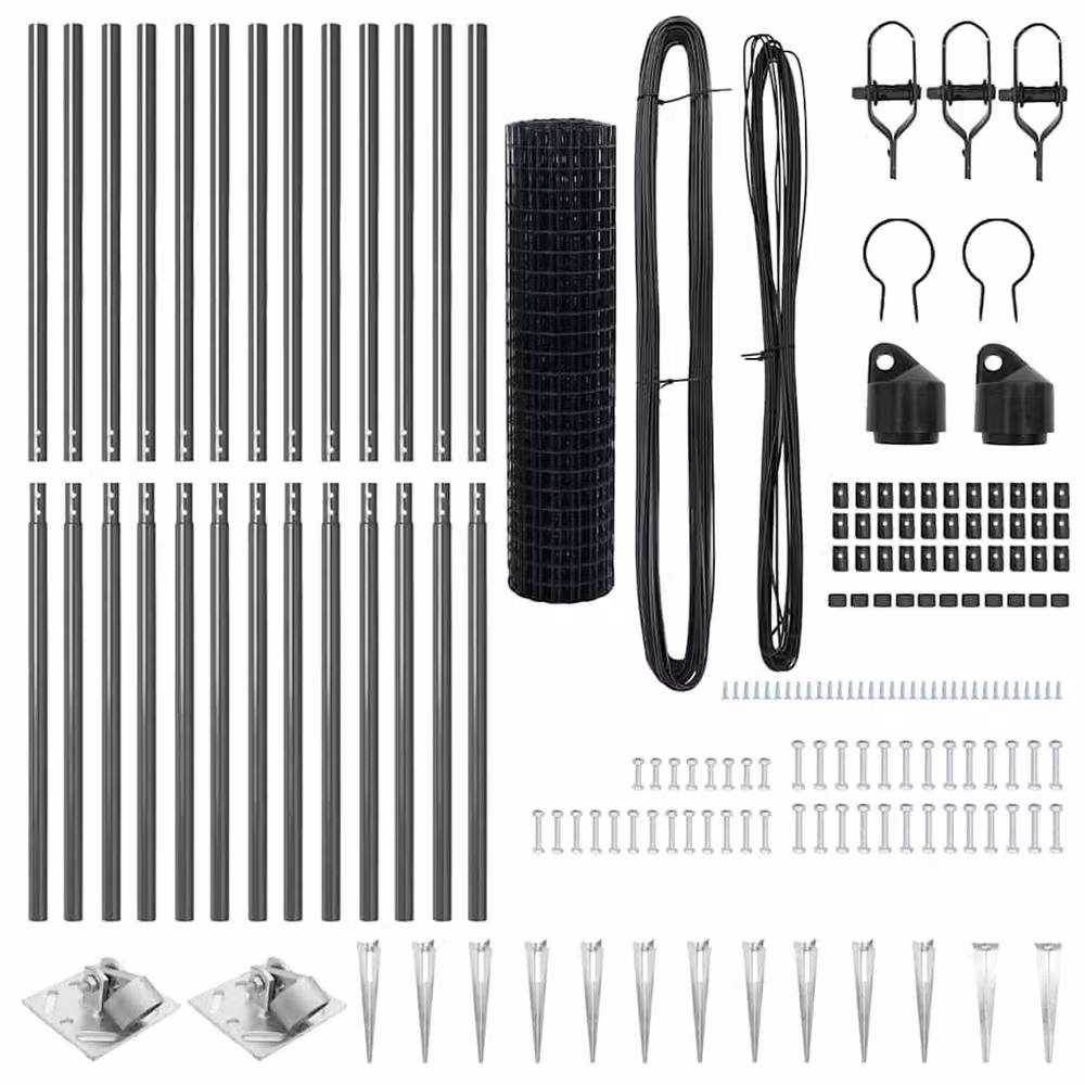 Berkfield Home Euro Fence in Grey Galvanised Steel with 13 Spike Posts, W: 25 m, H: 1.2 m – 5