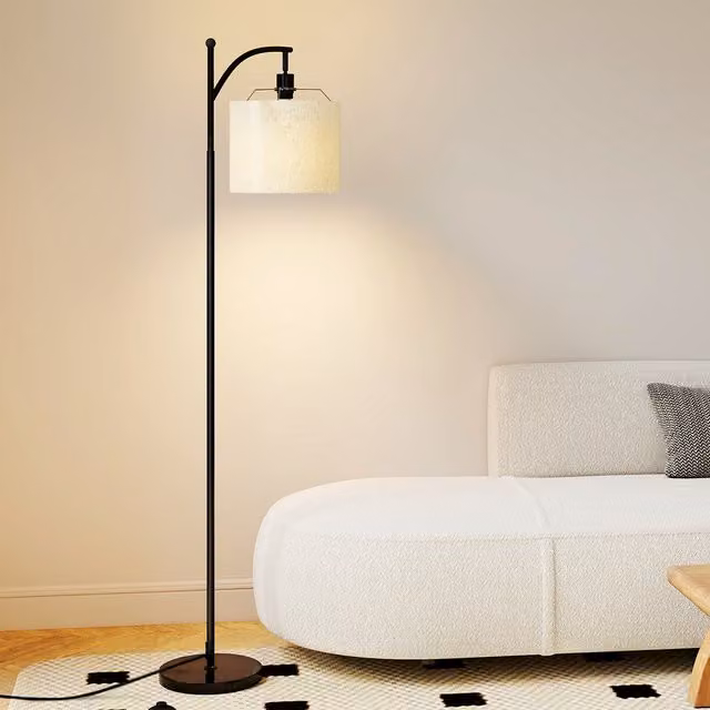 Emitto Modern White Standing Floor Lamp with LED Light, Remote Control and Foot Switch, Height: 155 cm