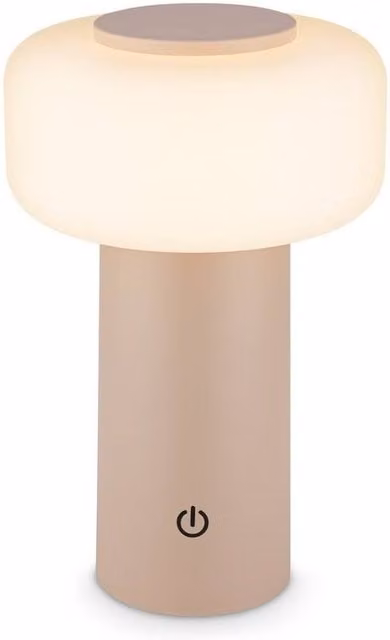Briloner Rechargeable LED Table Lamp with Touch Dimming, IP44 Outdoor Night Light, Beige, W/D/H: 13 x 13 x 20.6 cm – 1