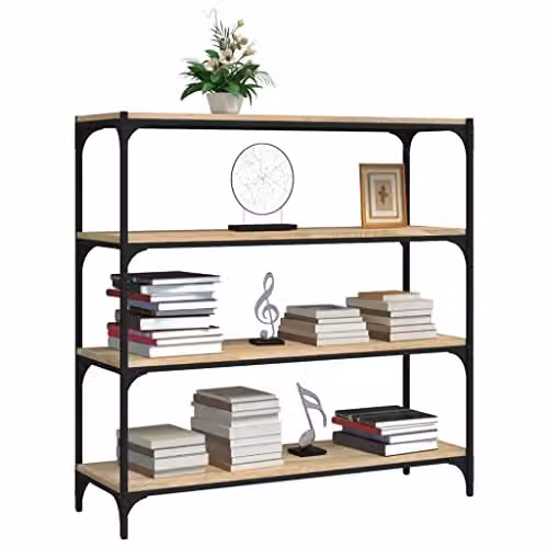 vidaXL Industrial Book Cabinet in Brown Sonoma Oak, W/D/H: 100 x 33 x 100 cm – 3