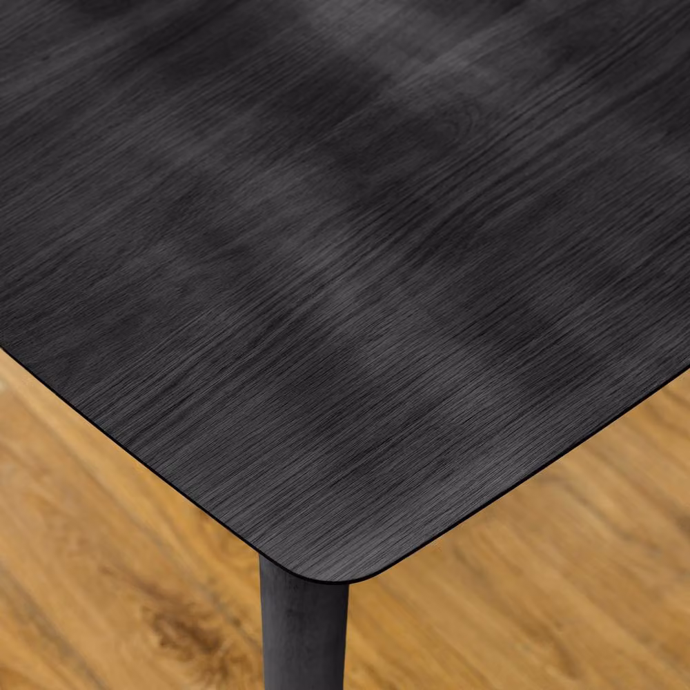 FurnitureboxUK Leif Wood Extending Dining Table with 6 Tan Delta Chairs in Black – 2
