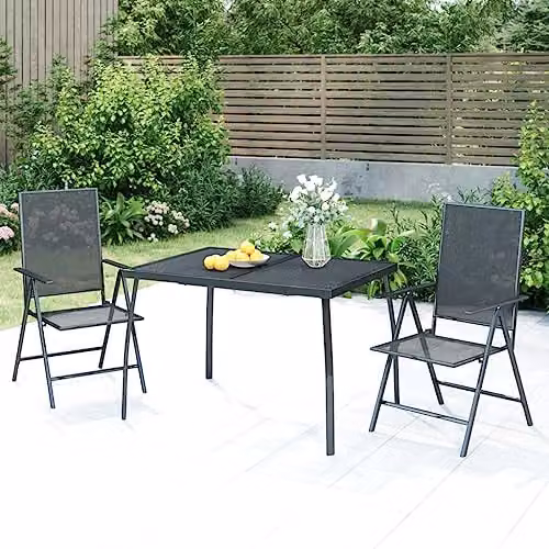 vidaXL Modern Rectangular Garden Table in Anthracite Powder Coated Steel, W/D/H: 110 x 80 x 72 cm – 2