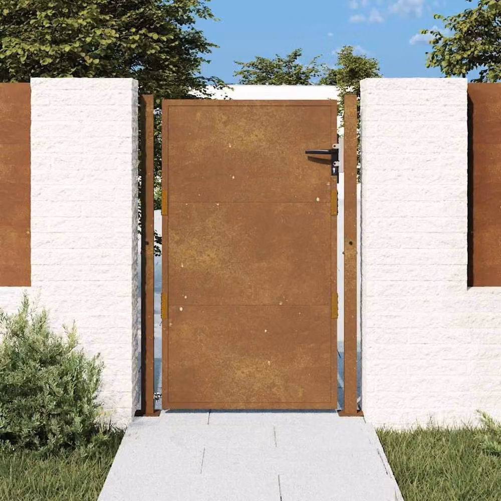 Berkfield Home Durable Corten Steel Garden Gate, Brown, W: 105 cm, H: 130 cm – 2