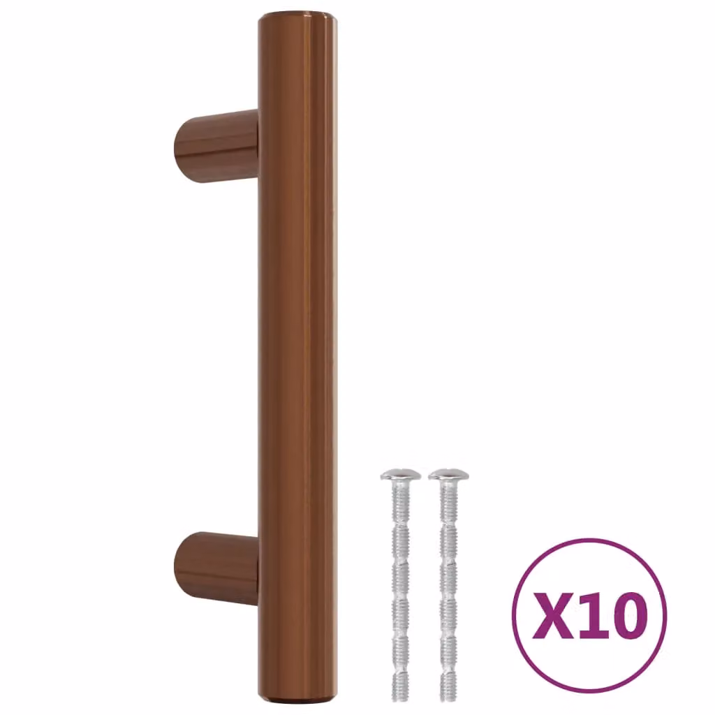 Berkfield Home 10 Pack Bronze Brushed Stainless Steel Bar Cabinet Handles in Brown, 64 mm – 2