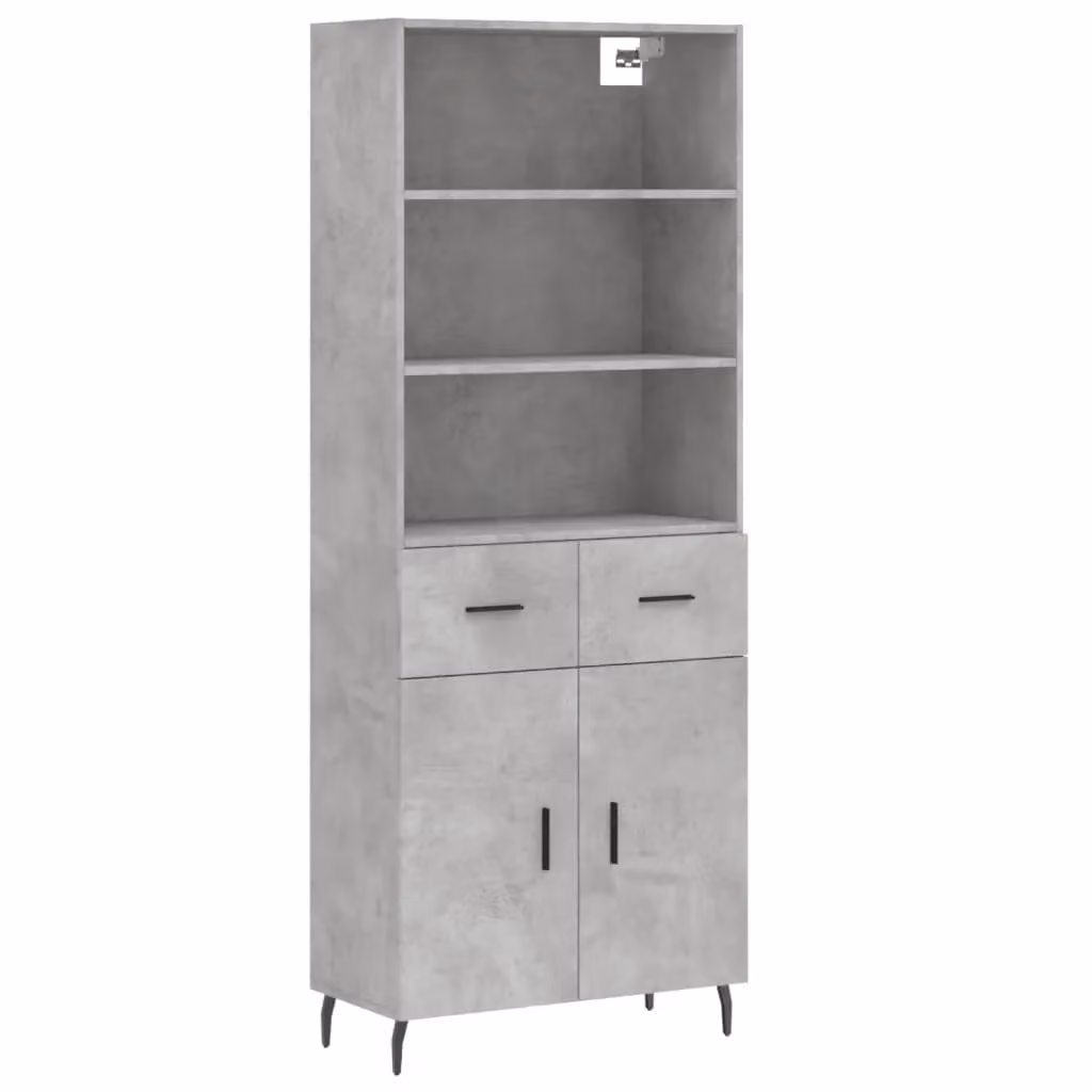 Berkfield Home Modern Highboard in Concrete Grey, W/D/H: 69.5 x 34 x 180 cm – 2