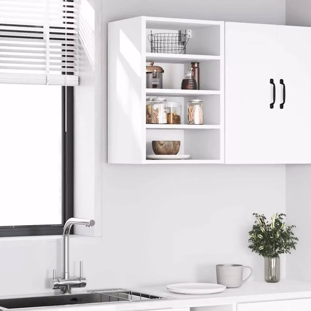 Berkfield Home White Wall Mounted Hanging Kitchen Cabinet with Hinged Doors, W/D/H: 40 x 29.5 x 60 cm – 2
