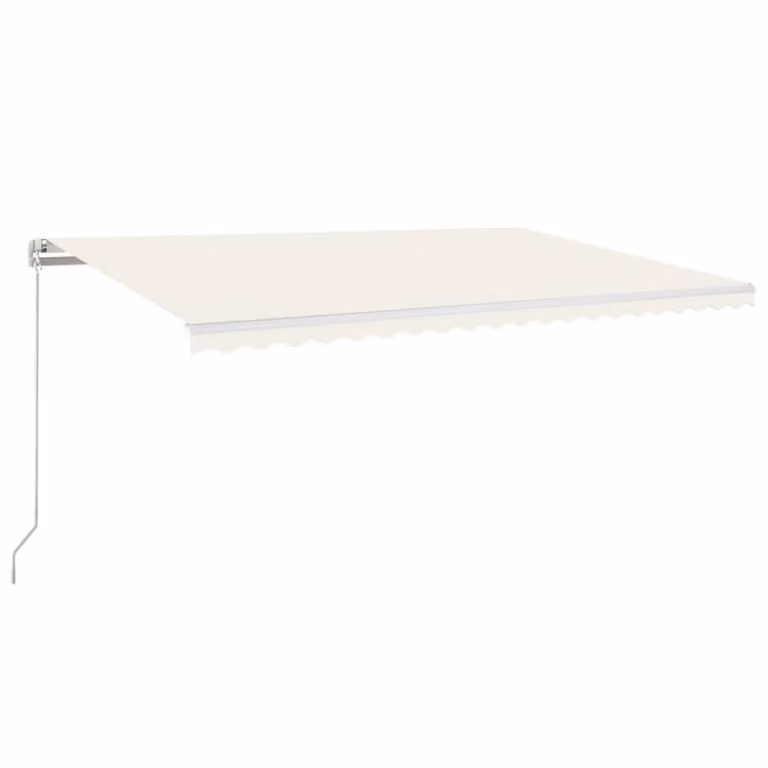 Berkfield Home Manual Retractable Awning with LED in Cream, W: 500 cm, D: 350 cm