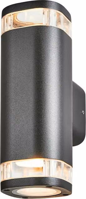 Litecraft Glamour Oval Outdoor Wall Light in Black with Transparent Glass