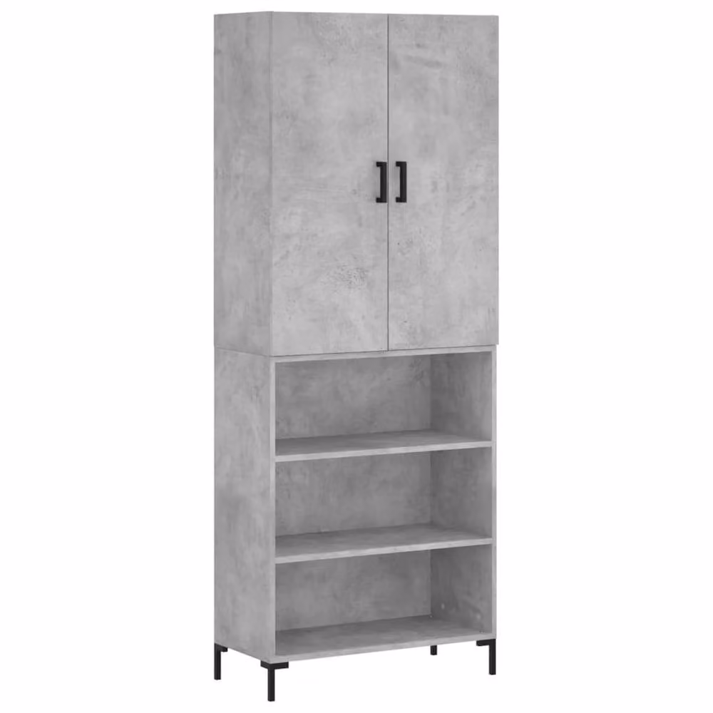 Berkfield Home Highboard in Concrete Grey with Hinged Doors and Internal Shelves, W/D/H: 69.5 x 34 x 180 cm – 3