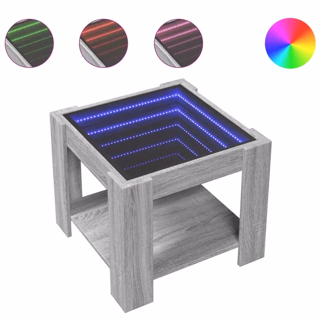 Berkfield Home LED Coffee Table in Grey Sonoma, W/D/H: 53 x 53 x 45 cm – 2