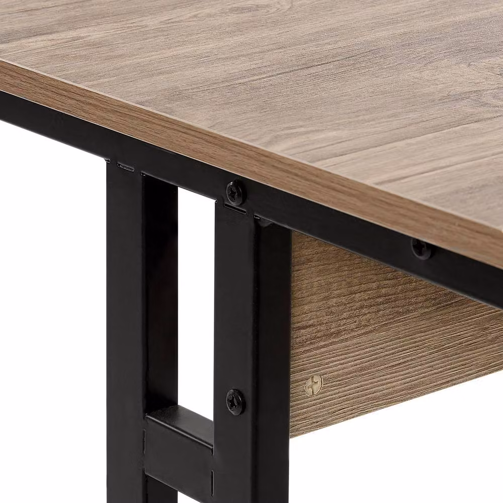 Wyld and Coco Modern Industrial Writing Desk with Brown Wood Top and Black X-Frame, W: 120 cm, D: 48 cm, H: 76 cm – 3
