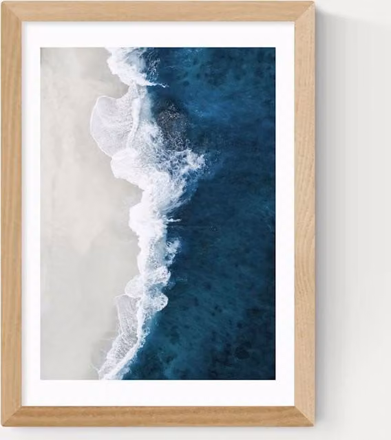 East End Prints Ocean Aerial Framed Art Print in Blue and Beige