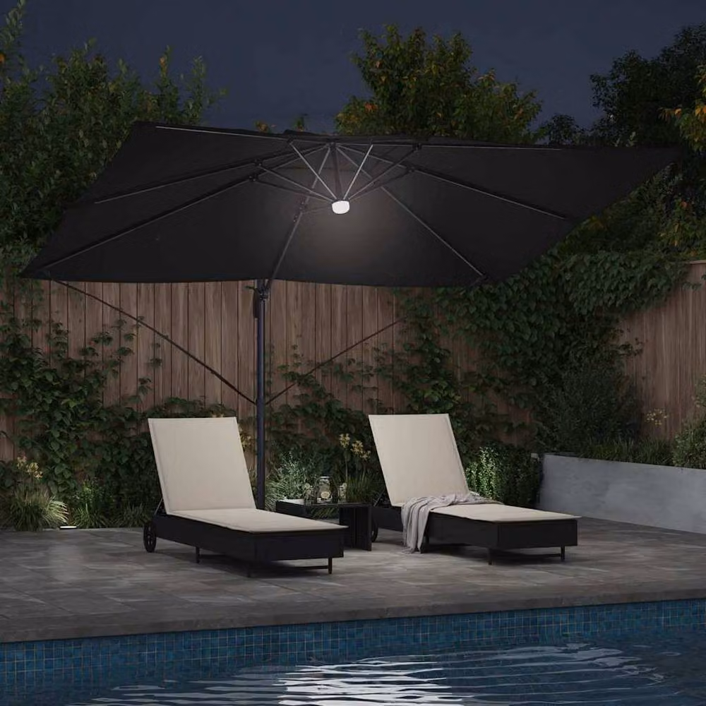 Berkfield Home Modern Cantilever Garden Umbrella in Black Polyester and Powder-Coated Steel – 4