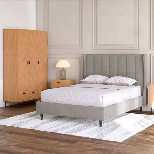 Seconique Amelia Grey Velvet Upholstered Double Bed Frame, W/D/H: 140 x 200 cm – 2