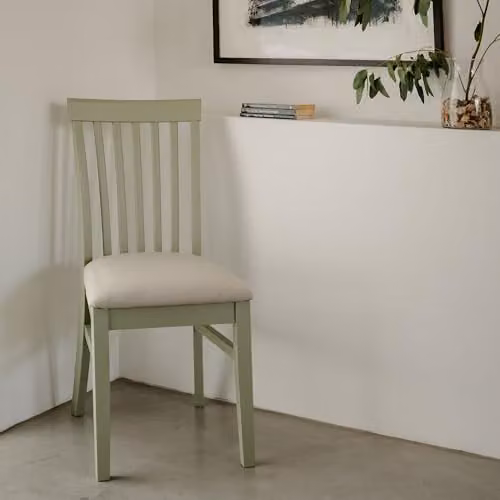 Statement Furniture Florence Sage Green Dining Chair with Wooden High Back and Upholstered Fabric Seat, W45 x D53 x H94 cm – 1