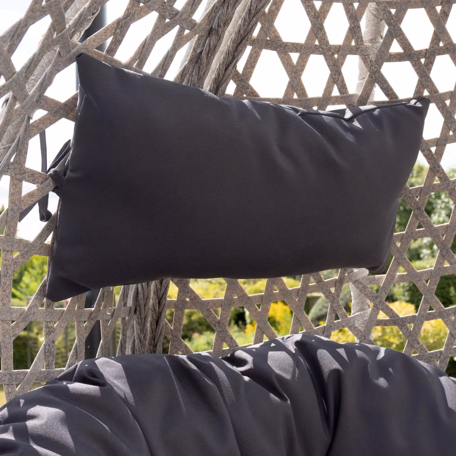 Artemis Home Abingdon Single Egg Pod Hanging Swing Chair in Dark Grey with Metal Frame and Rattan Design – 4