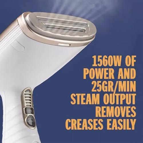 Conair Turbo Extreme Steam Handheld Clothes Steamer in White and Transparent with Brush Attachment – 5