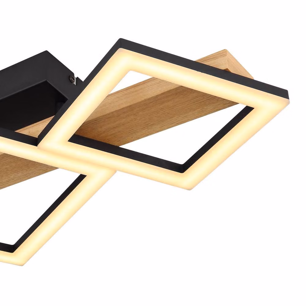 Netlighting Dustin 3 Square Semi Flush Ceiling Light in Matt Black with 3x LED 3000K Warm White – 2