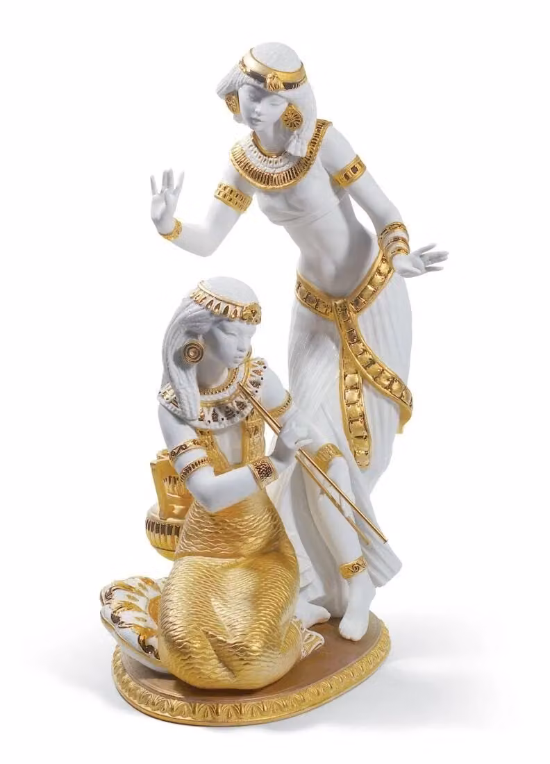 Lladró Dancers from The Nile Limited Edition Porcelain Figurine in Gold and White