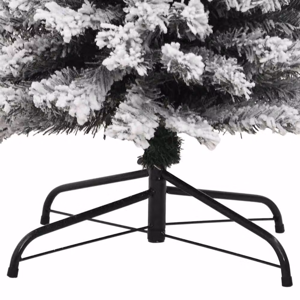 Berkfield Home Slim Artificial Flocked Christmas Tree in Green and White, Height: 210 cm – 5