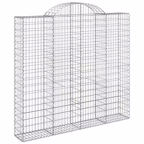vidaXL Set of 6 Arched Gabion Baskets in Silver Galvanised Steel, H 200 x W 200 x D 50 cm